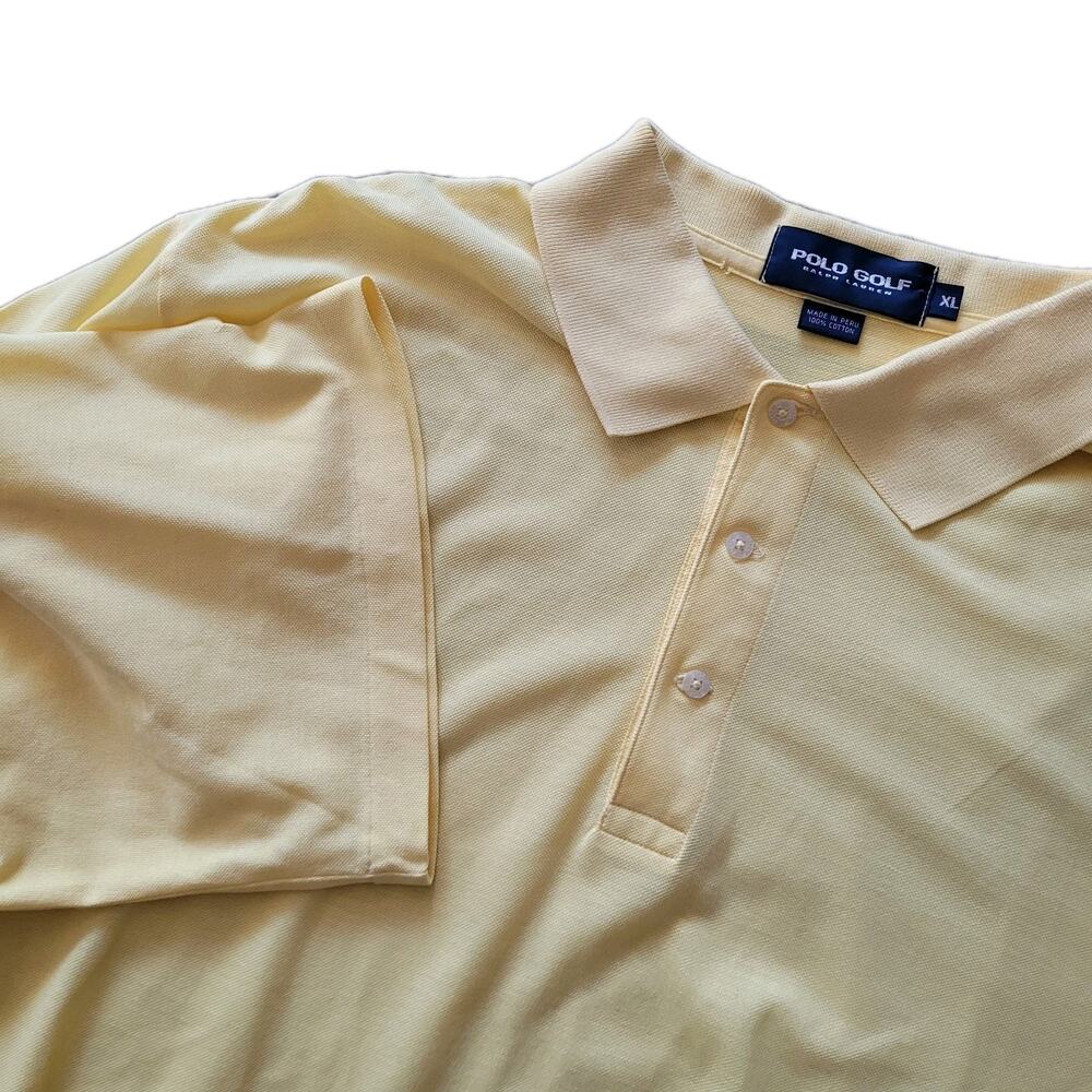 Polo Golf Ralph Lauren Shirt Mens XL Yellow Short Sleeve 100% Pima Cotton Peru